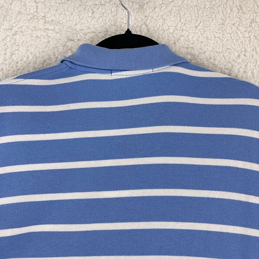 Polo Ralph Lauren Blue White Stripe Polo Shirt Mens Short Sleeve Size‎ Large